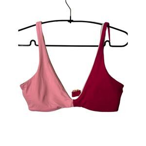 L Space Bikini Top Pink Color Block NWT Size Large